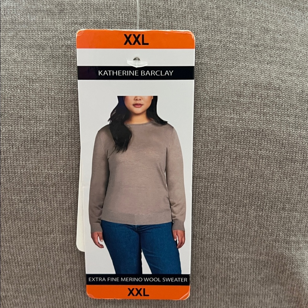 Katherine Barclay Lightweight Crewneck Sweater in Taupe Brown - Picture 2 of 4
